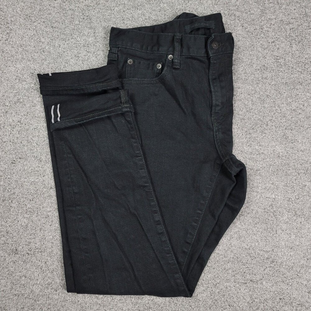 UNIQLO Selvedge Slim Straight Jeans Men's Size 30x30 Stretch Denim Red Stitch